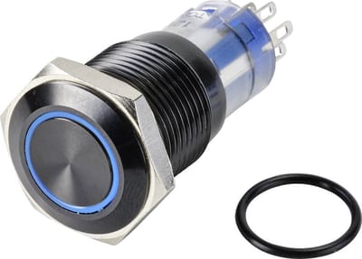 TRU COMPONENTS TC-9428212 LAS2GQH-22ZE/B/12V/A/P Druktoets 250 V 3 A 2x uit/(aan) Continu Blauw IP65 1 stuk(s)