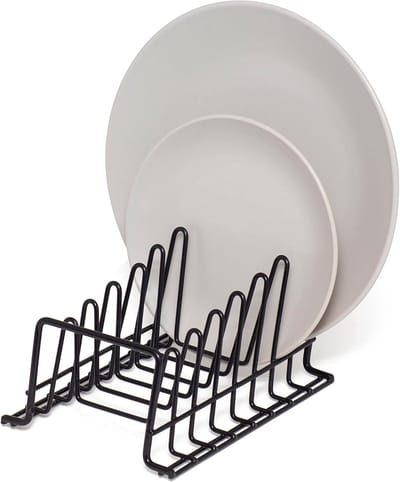 Thijox - Bordenrek Afdruiprek Keuken Organizer - Zwart Kunststof Gecoat Staal - Ruimtebesparend Klein Keukenkast Opbergorganizer