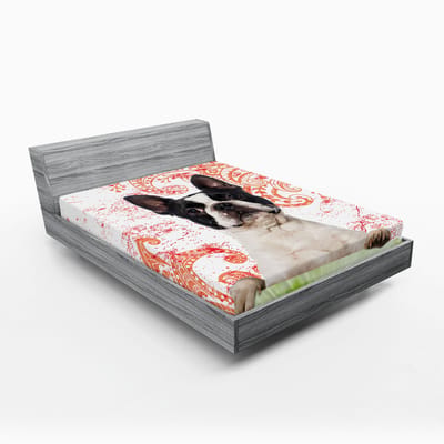 ABAKUHAUS Hoeslaken voor hondenliefhebbers, huisdier met wervelend patroon, zachte decoratieve stof met elastische band, 120 cm x 190 cm, meerkleurig