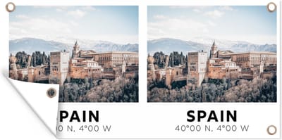 Schuttingposter Spanje - Kasteel - Bergen - Zomer - 200x100 cm - Tuindoek