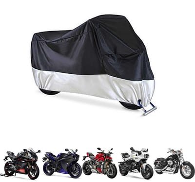 Motorhoes - Waterdichte motorhoes - Regen- en stofdichte motorbeschermhoes - UV-bescherming - Sneeuwbescherming - Alle seizoenen - Met reflecterende strips - 200*90*100cm -Geschikt voor bescherming van twee- en driewielige motorfietsen - Zwart,zilver