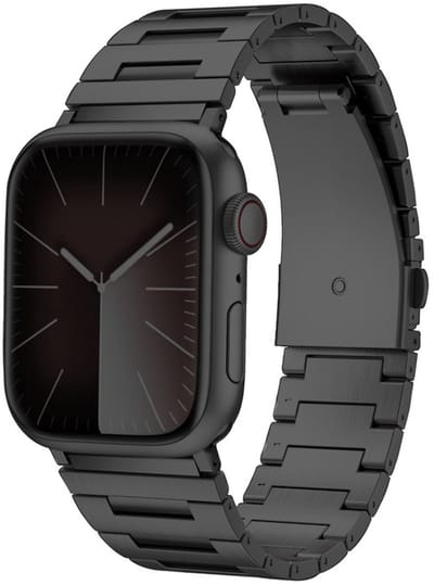 Titanium bandje - geschikt voor Apple Watch series 1/2/3/4/5/6/7/8/9/10/11/ SE (1,2,3) / Ultra (1,2,3) met maat 44 mm / 45 mm / 46 mm / 49 mm - zwart