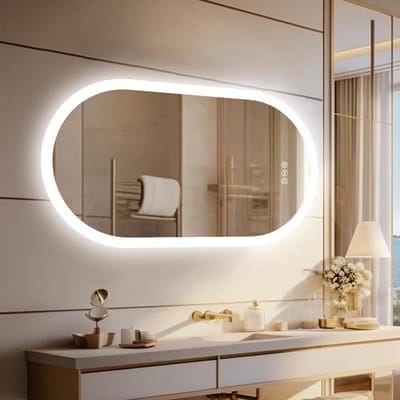Ovale Badkamerspiegel met LED Verlichting 120x60 cm - Anti-condens & 3 Kleuren Touch
