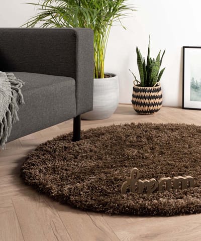 Rond hoogpolig vloerkleed - Cozy Shaggy bruin 120