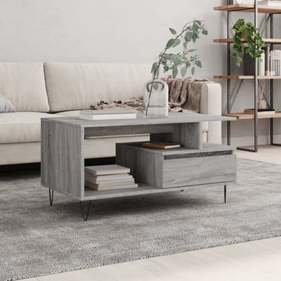 vidaXL Salontafel 90x49x45 cm bewerkt hout grijs sonoma