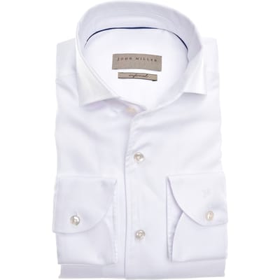 John Miller Slim Fit Lange Mouw Overhemden Wit 5140075-910