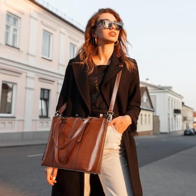 Dames Leren Laptop Tote Bag voor 15.6 Inch Laptops - Schoudertas, Handtas en Purse voor Werk en Vrije Tijd