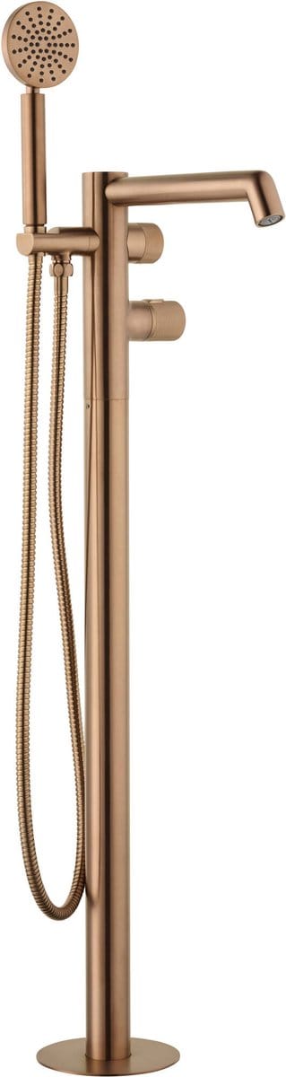 Ben Engraved Cross thermostatische vrijstaande badkraan met gravering geborsteld koper