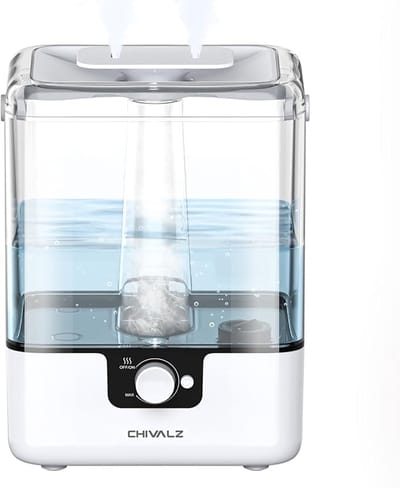 Thuys Luchtbevochtiger voor Grote Ruimtes – 6 Liter – Tot 50 Uur – Fluisterstil 26 dB – Aromadiffuser & Nachtlamp – Wit