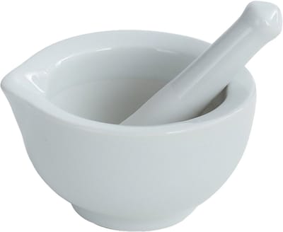 QTTVBTNA – 1 Stuk Vijzel - Met stamper - Keramische - Kruidenmaler Set - Voor Kruiden Specerijen Pillen Fijnmalen - Vaatwasserbestendig Duurzaam - Keuken Tool Voor Koken Mengen Malen en Bereiden – 10,2cm - Wit