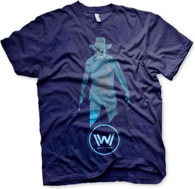 Westworld Heren Tshirt -S- Blue Circuit Cowboy Blauw