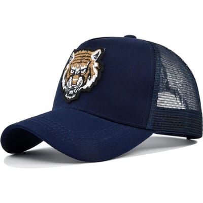 Casquette de Baseball en Maille Animale Broderie Haute Qualité Unisexe Réglable Coton Mode Hip Hop Snapback Chapeau de Soleil Respirant d'Extérieur 54-60cm black