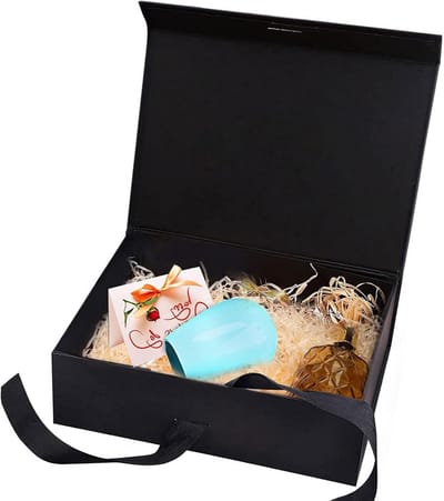 Geschenkdoos met deksel, zwart, 21 x 17 x 7 cm - Ideaal voor bruiloften, verjaardagen, Kerst en jubilea