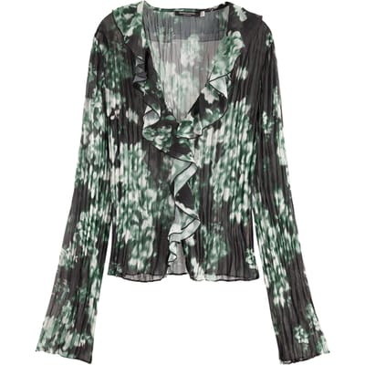 Scotch & Soda Ruffle Top Nieuw Blossom Print Park Green Taglia: 34 | Maglie a manica lunga Outlet | Donna | Verde