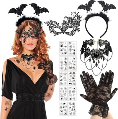 Gothic choker en vintage lace accessoires voor Halloween, steampunk kostuum en masquerade bal