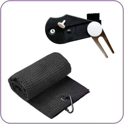 Jobber Sports Golfhanddoek met 4-in-1 Pitchfork - Zwart
