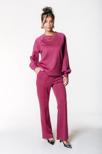 Colourful Rebel Jiby Pintuck Straight Pants Bordeaux Maat: M | Straight Broeken Outlet | Dames | Bordeaux