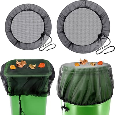 Set van 2 verstelbare regentonnetten met trekkoord, bescherming tegen bladeren en insecten, regenwateropvang (diameter 95 cm en 100 cm)
