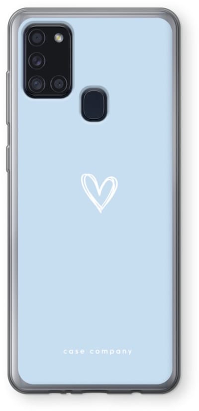 Case Company® - Hoesje geschikt voor Samsung Galaxy A21s hoesje - Klein Hart Blauw - Soft Cover Telefoonhoesje - Bescherming aan alle Kanten en Schermrand