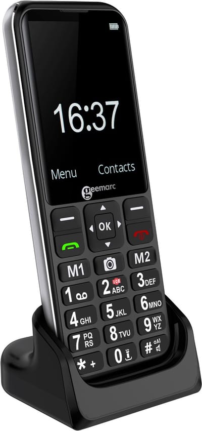 Geemarc, Telefoon voor senioren Geemarc SOS-knop Hoortoestelcompatibel, Zwart