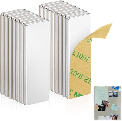 Set van 15 kleine neodymium magneten, zelfklevend en rechthoekig, ideaal voor whiteboards, koelkast, foto's en knutselen, 30 x 10 x 2 mm
