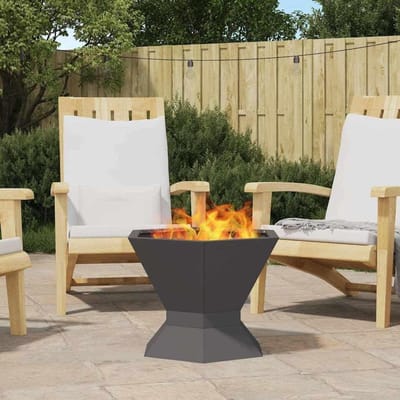 Vuurkorf Staal - Buitenhaard Tuin - Terras Verwarmen - Zeshoekige Vorm - 50x50x40 cm - Zwart