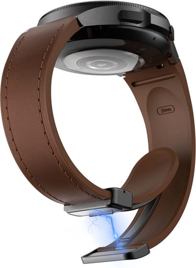 Hybride siliconen-leren bandje - geschikt voor Samsung Galaxy Watch 7 / Watch 6 / Watch 6 Classic / Watch 5 / Watch 5 Pro / Watch 4 / Watch 4 Classic / Watch FE - donkerbruin