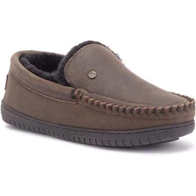 Warmbat Pantoffel Grizzly GRZ4410 Brown Cracked Leather Donkerbruin