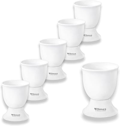Wilmax - Porseleinen Eierdopjes - Wit - Set van 6 stuks