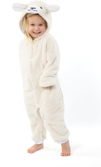 KIMU® Onesie Schaap Pakje - Maat 68-74 - Schapenpak Kostuum Wit Lammetje Pak - Peuter Boxpakje Pyjama Zacht Huispak Jumpsuit Jongen Meisje Festival