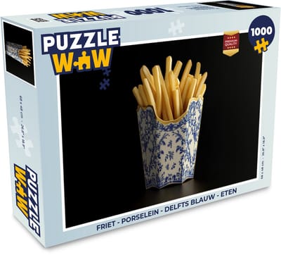 Puzzel Friet - Porselein - Delfts blauw - Eten - Legpuzzel - Puzzel 1000 stukjes volwassenen