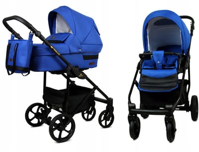 BabyLux® Kinderwagen 2in1 – TRAILUX - SAPPHIRE - Opklapbare Wandelwagen incl. Reiswieg, Multifunctionele Buggy Sportstoel - Combi-kinderwagen met Luiertas, Regenhoes, Klamboe, Bekerhouder, etc.