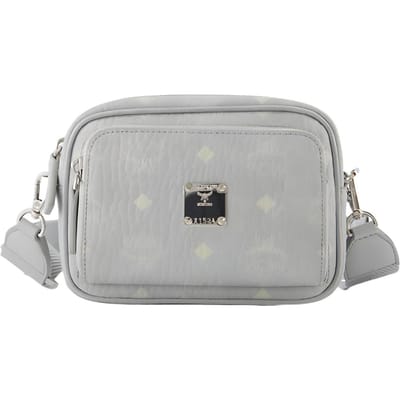 MCM Visetos Aren Monogram Print Trendy Nappa Lederen Afwerking Crossbody Tas Super Mini Dames tassen Grijs MMRAAKC03FP001 Basic Set (Bag+Dust Bag) gray
