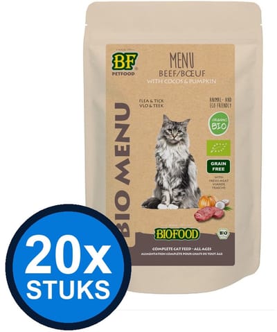 20x Biofood - Organic Rund Menu - Kattenvoer Natvoer - 100g