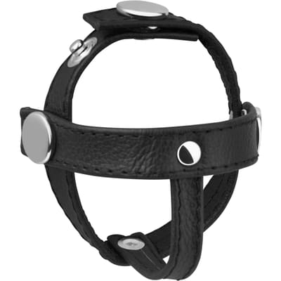 Rimba - Penis Strap met Ballenspreider - Leder - Verstelbaar - Zwart