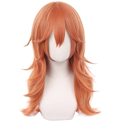 Cosplay Chainsaw Man Cosplay Ange Démon Orange Marron Perruques Anime Résistantes à la Chaleur Fête d'Halloween Perruques Makima One Size brown