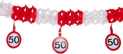 Folat Slingers 50 jaar - 4 meter - verkeersborden - verjaardag versiering - Abraham/Sarah - decoratie