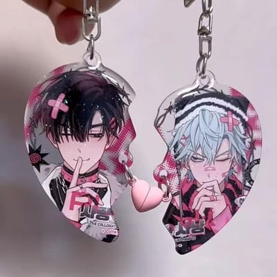 Anime ALIEN STAGE IVAN TILL Cosplay Sleutelhanger Unisex Acryl Hart Magneet Hanger Sleutelhanger 2 Stuks/set Sleutelhanger Tas Accessoires Cadeau black