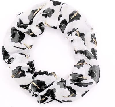 Scrunchie wit-zwart met gouden streepjes