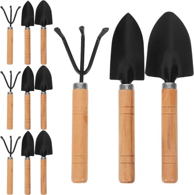 Kleine tuinset - Mini gereedschap - Potplanten verzorgen - Ergonomisch ontwerp - 6-delig - Lichtbruin