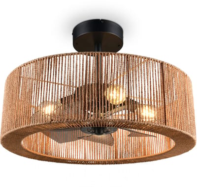 REALITY SMILLUM - Ventilator - Natuurlijk - excl. 4x E27 4 W - Afstandsbediening - 3 snelheidsinstellingen - In hoogte verstelbaar - Zomer- en wintermodus