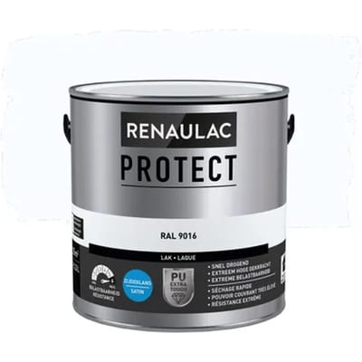 Renaulac Houtlak Protect - Zijdeglans - Verkeerswit Ral 9016 - 2,5l