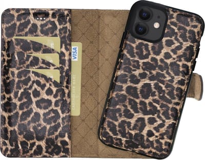 Bouletta geschikt voor iPhone 13 Pro uitneembare leer hoesje - Smooth Leopard