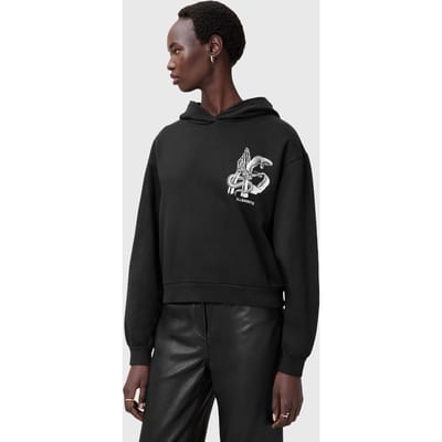 AllSaints Pippa Asp Hoody Washed Black Taglia: XS | Felpe con cappuccio Outlet | Donna | Nero