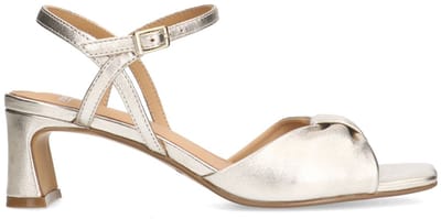 Manfield - Dames - Gouden leren sandalen met hak - Maat 36