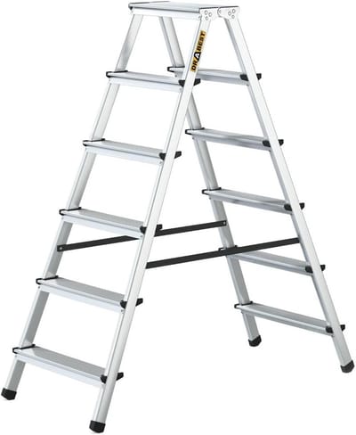 Opvouwbare Aluminium Steigerhoge Ladder 2x6 Treden Maximale Belasting 125 kg