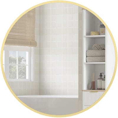 HOMCOM Wandspiegel-Aluminiumlegering, glas-61L x 1B x 61H cm-Goud