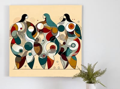 Abstract dikke dames schilderij | Damesfulle abstractie: een extravagante, voluptueuze viering van vrouwelijkheid | Kunst - 75x75 centimeter op Forex | Foto op Forex