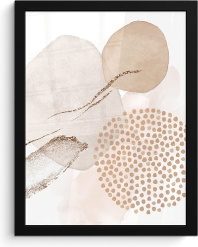 Poster in lijst - Fotolijst 30x40 cm - Posters - Watercolor - Beige - Pastel - Modern - Abstract - Posterlijst zwart - Wanddecoratie badkamer - Muurdecoratie WC - Decoratieve accessoires - Toilet muur decoratie
