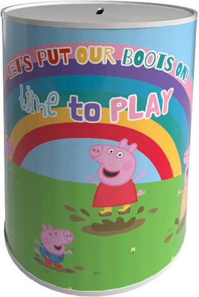 Peppa Pig Spaarpot 12cm Tin- Leuke spaarpot- kinderen- Spaarpot cadeau- Een leuke en veilige spaarpot voor het bewaren en sparen van geld, ideaal voor kinderen